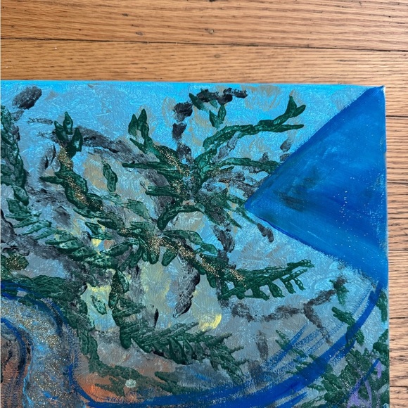 Vibrant Abstract Canvas with Blue and Orange by [Brand] - Picture 5 of 11